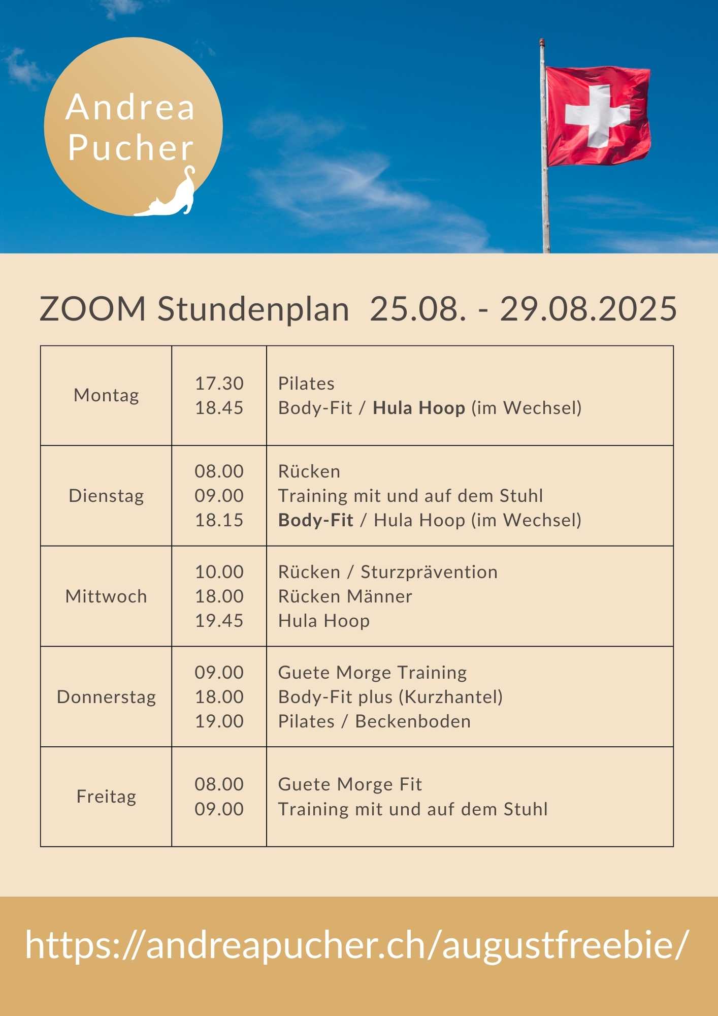 Aktueller Stundenplan für die laufende Woche.
