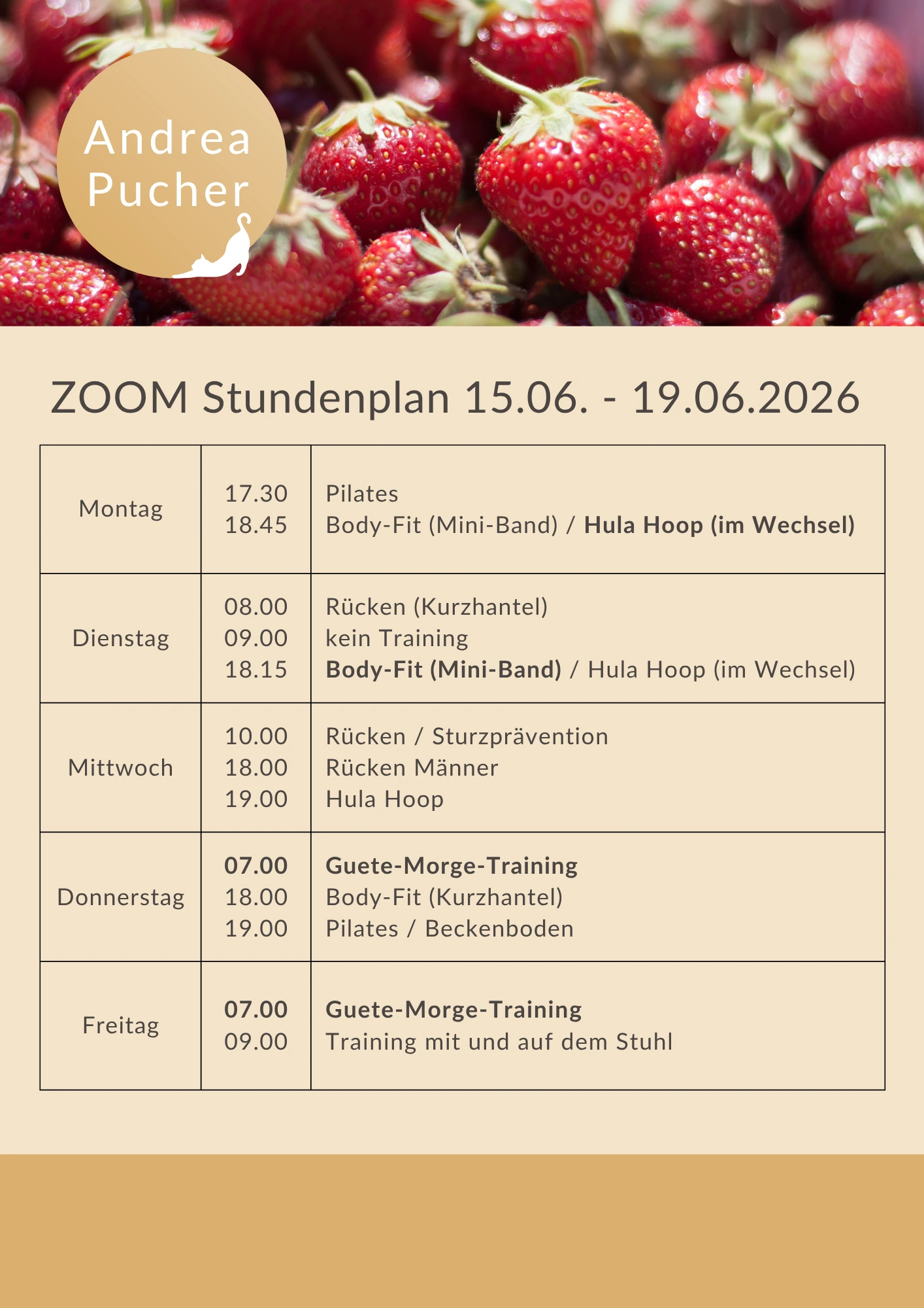 Stundenplan (86) Aktueller Stundenplan für die laufende Woche.
