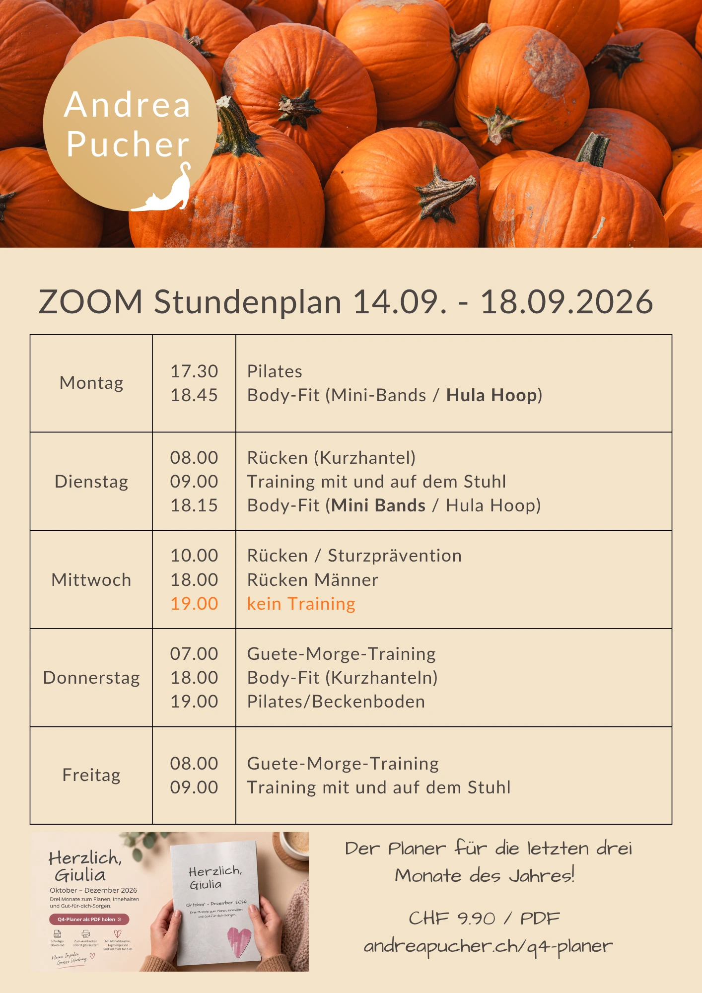 Stundenplan (1) Aktueller Stundenplan für die laufende Woche.